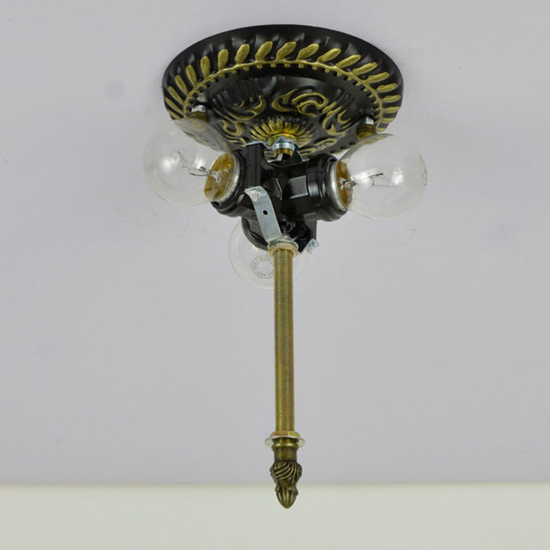 Plafonnier en verre taillé libellule, style Tiffany, 3 têtes, luminaire encastré en Bronze