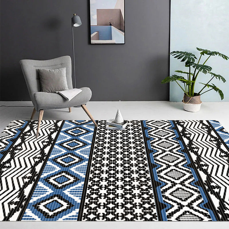 Donkere kleur Southwestern Print Rug Polyester Boho-chic tapijt Non-slip achterste binnen Tapijt voor woonkamer