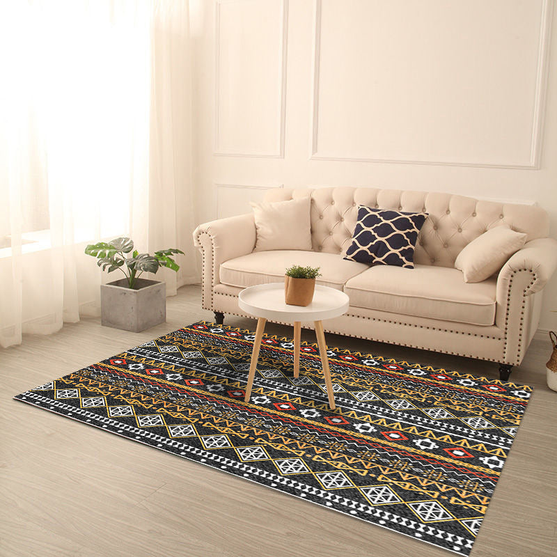 Donkere kleur Southwestern Print Rug Polyester Boho-chic tapijt Non-slip achterste binnen Tapijt voor woonkamer