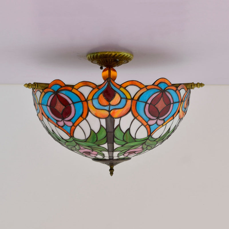 Victorian Blossom Semi Flush Mount Mount Lighting 5 Bulbs Verato artigianale vicino alla lampada a soffitto in ottone