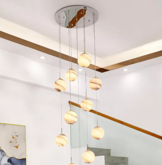 Noordse stijl planeet meerdere lichte hanger vlek glas 12-head trap hangend licht