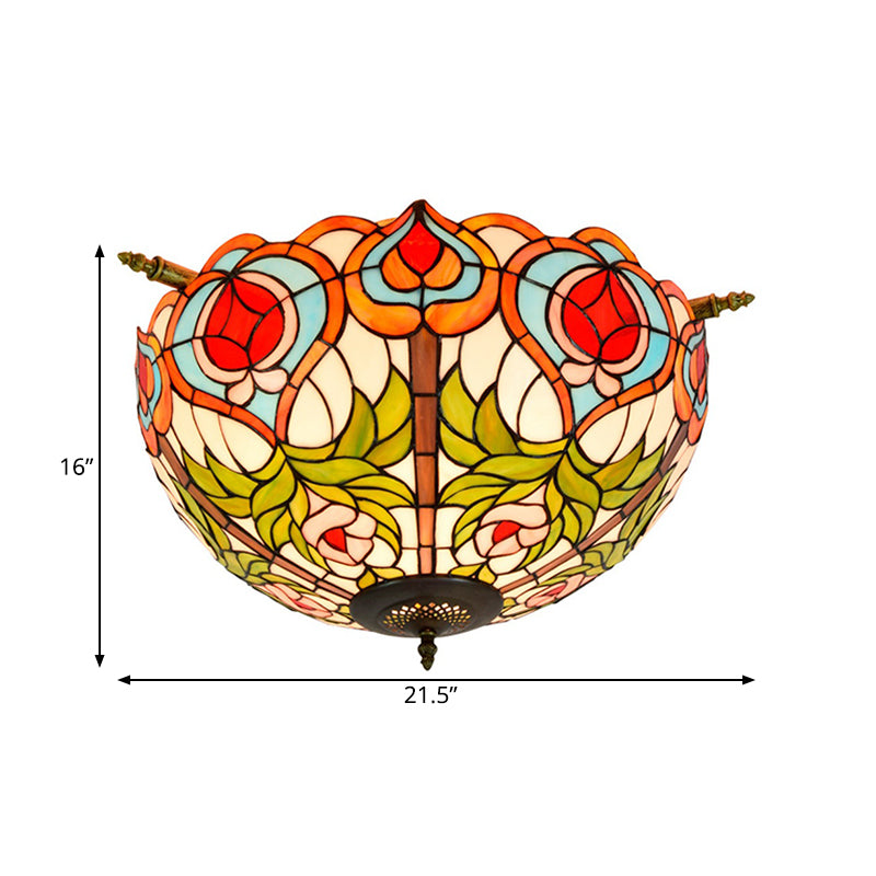 Victorian Blossom Semi Flush Mount Mount Lighting 5 Bulbs Verato artigianale vicino alla lampada a soffitto in ottone