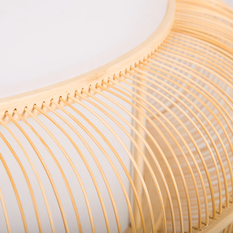 Japanese Curved Drum Flush Mount Ceiling Light Fixture Bamboo Ceiling Flush Mount Lights for Bedroom