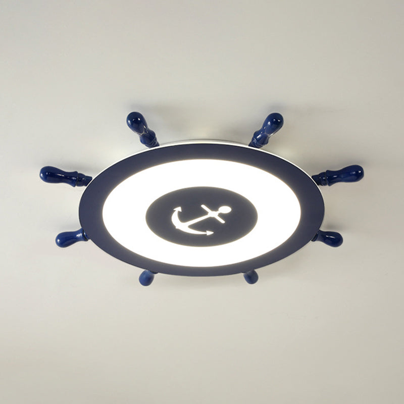 Plafonnier LED en acrylique bleu à montage encastré en forme de gouvernail pour chambre d'enfant