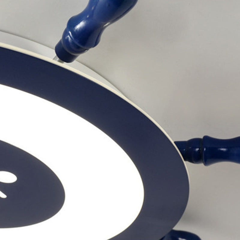 Plafonnier LED en acrylique bleu à montage encastré en forme de gouvernail pour chambre d'enfant