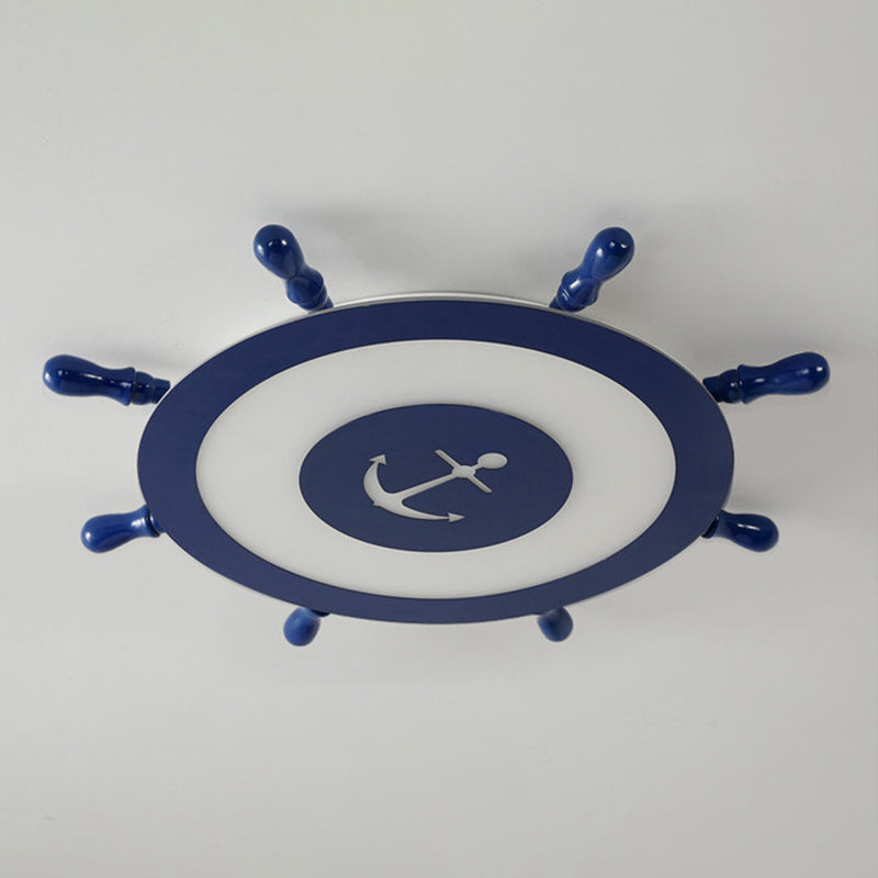 Plafonnier LED en acrylique bleu à montage encastré en forme de gouvernail pour chambre d'enfant