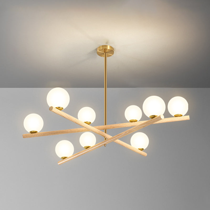 Burbujas nórdicas lámparas colgantes salón de estar de madera lámpara de araña de lámpara en blanco