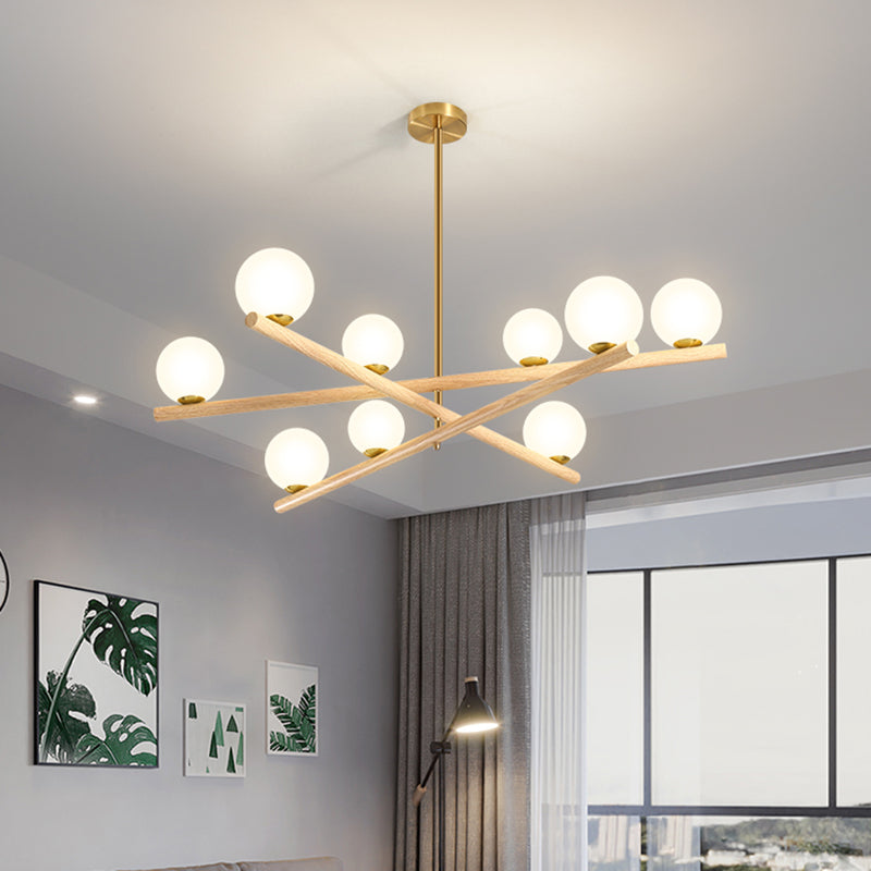 Burbujas nórdicas lámparas colgantes salón de estar de madera lámpara de araña de lámpara en blanco