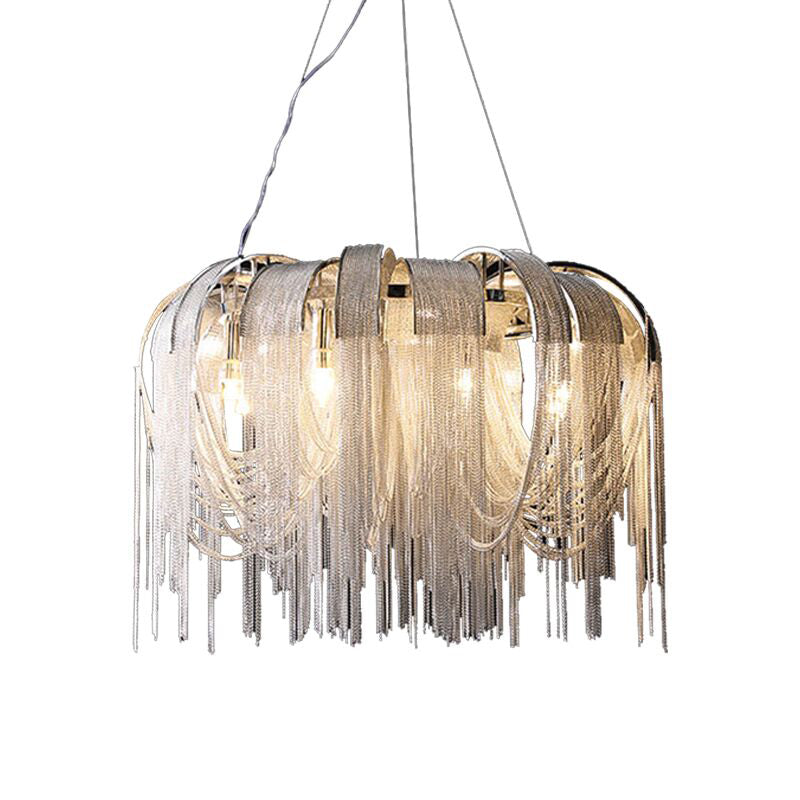 Stream Living Room Pendant Lighting Fixture Metal Nordic-Style Suspension Pendant Light in Silver