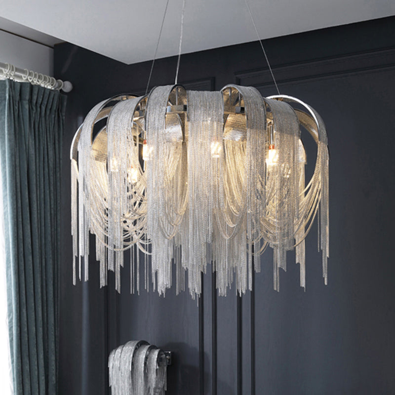 Stream Living Room Pendant Lighting Fixture Metal Nordic-Style Suspension Pendant Light in Silver