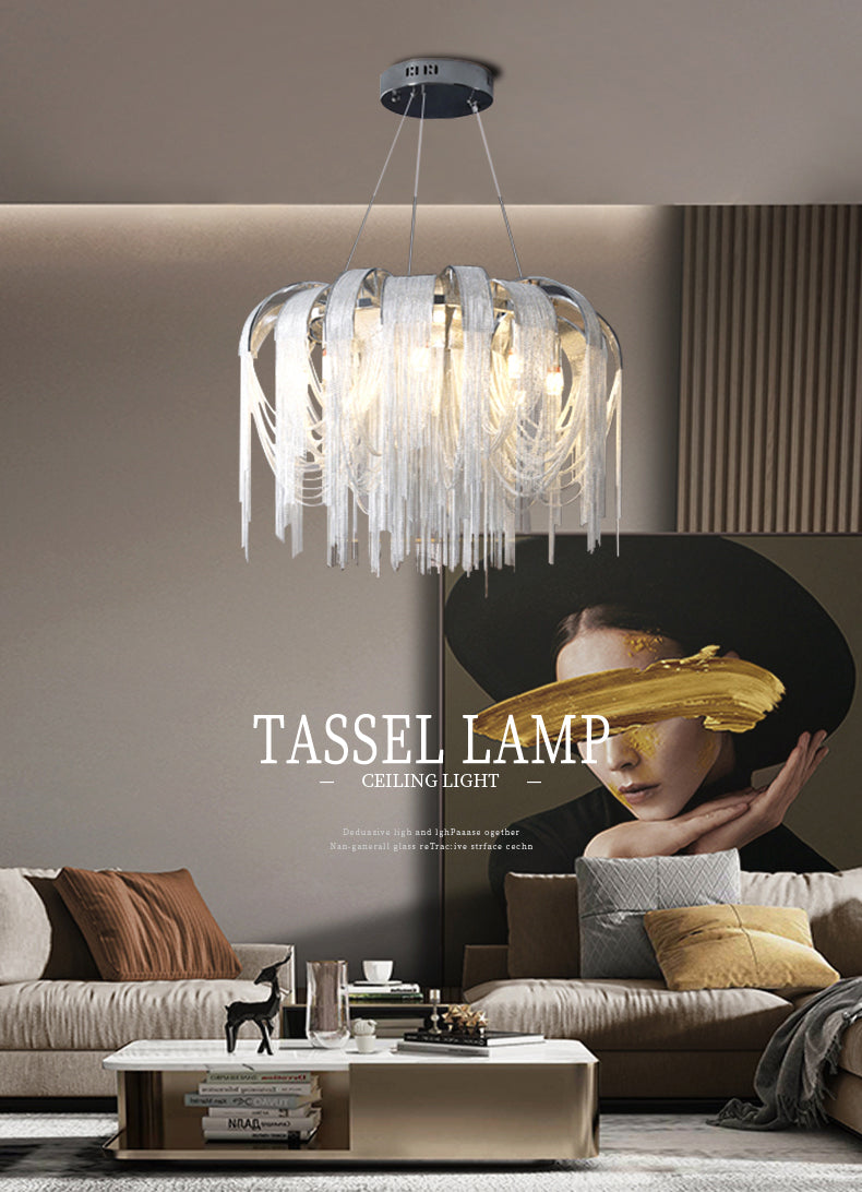 Stream Living Room Pendant Lighting Fixture Metal Nordic-Style Suspension Pendant Light in Silver