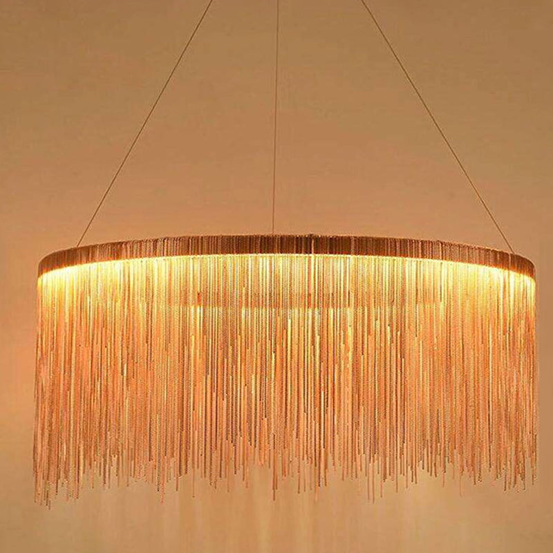 Round Metal Suspended Lighting Fixture Modern Style LED Chandelier Pendant Light