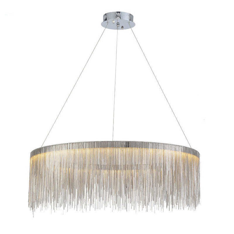 Round Metal Suspended Lighting Fixture Modern Style LED Chandelier Pendant Light