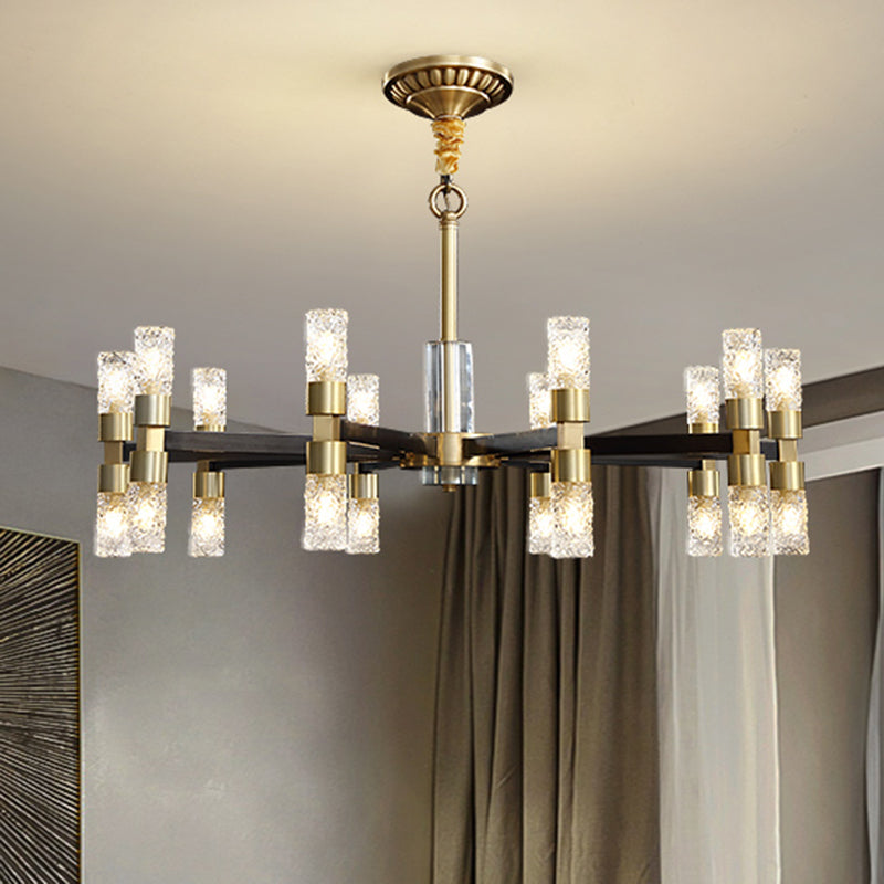 Minimalist Cylindrical Chandelier Pendant Light Metal Dinning Room Hanging Light Kit in Gold