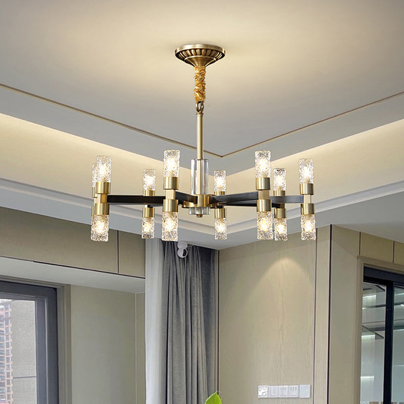 Minimalist Cylindrical Chandelier Pendant Light Metal Dinning Room Hanging Light Kit in Gold