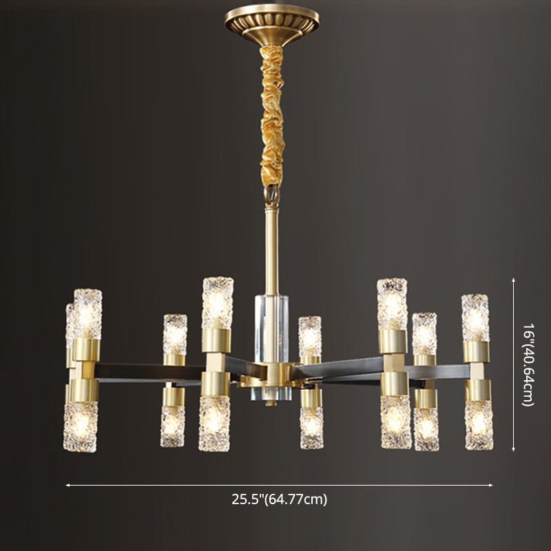 Minimalist Cylindrical Chandelier Pendant Light Metal Dinning Room Hanging Light Kit in Gold