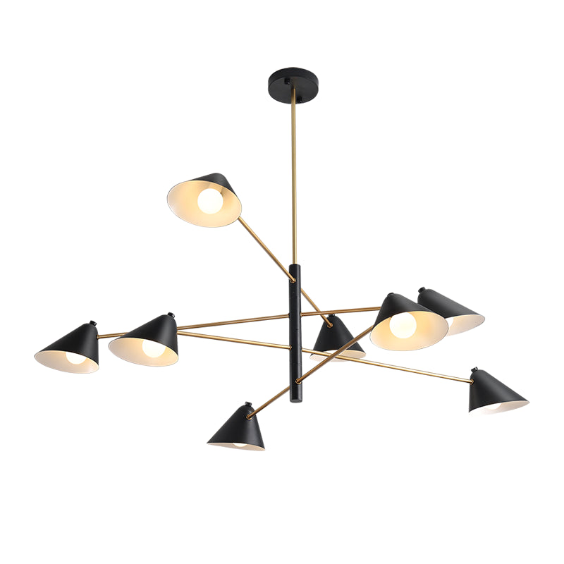 Sala da pranzo a sospensione Luce a sospensione semplice il lampadario nero apparecchiatura illuminazione con tonalità in metallo cono