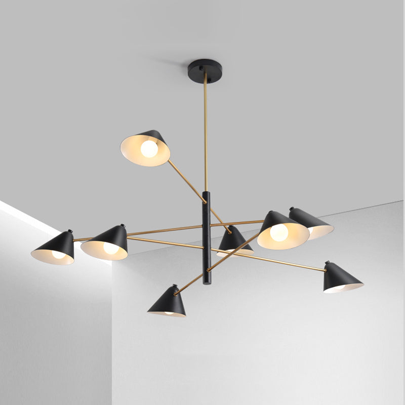 Sala da pranzo a sospensione Luce a sospensione semplice il lampadario nero apparecchiatura illuminazione con tonalità in metallo cono