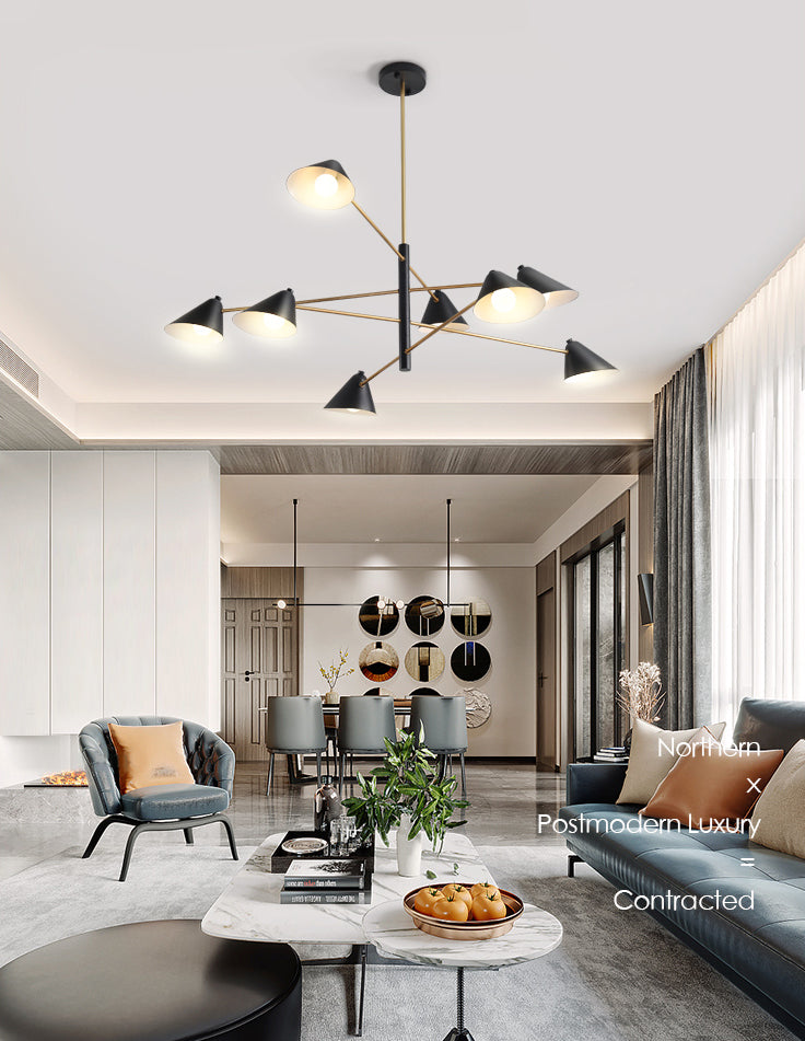 Sala da pranzo a sospensione Luce a sospensione semplice il lampadario nero apparecchiatura illuminazione con tonalità in metallo cono