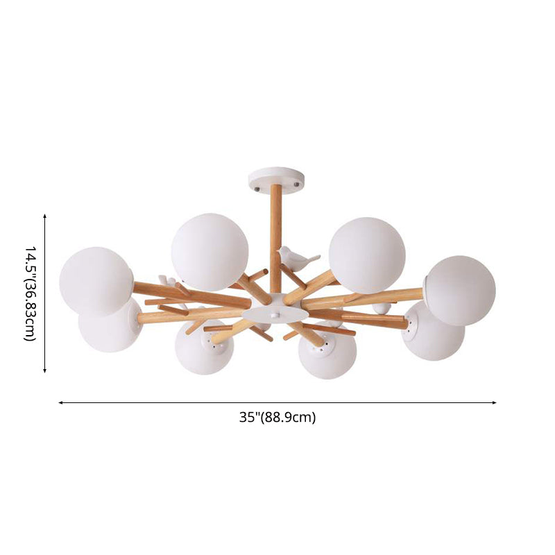 Luce a sospensione Sputnik Color Sputnik in moderna luce del soffitto in legno in stile creativo con tonalità di vetro opale