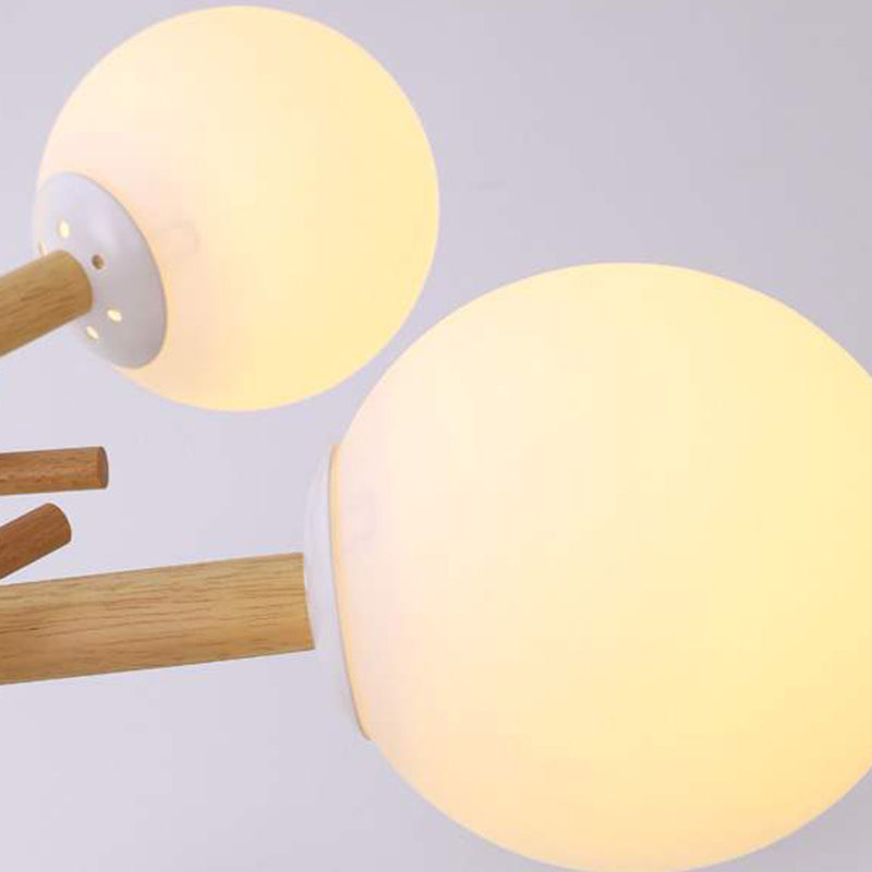 Luce a sospensione Sputnik Color Sputnik in moderna luce del soffitto in legno in stile creativo con tonalità di vetro opale