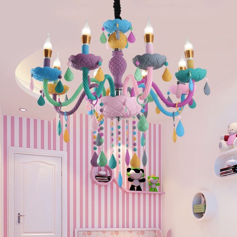 Smeedijzeren macaron hanglamp in moderne creatieve stijl glazen binnen plafondlicht met kristallendecoratie