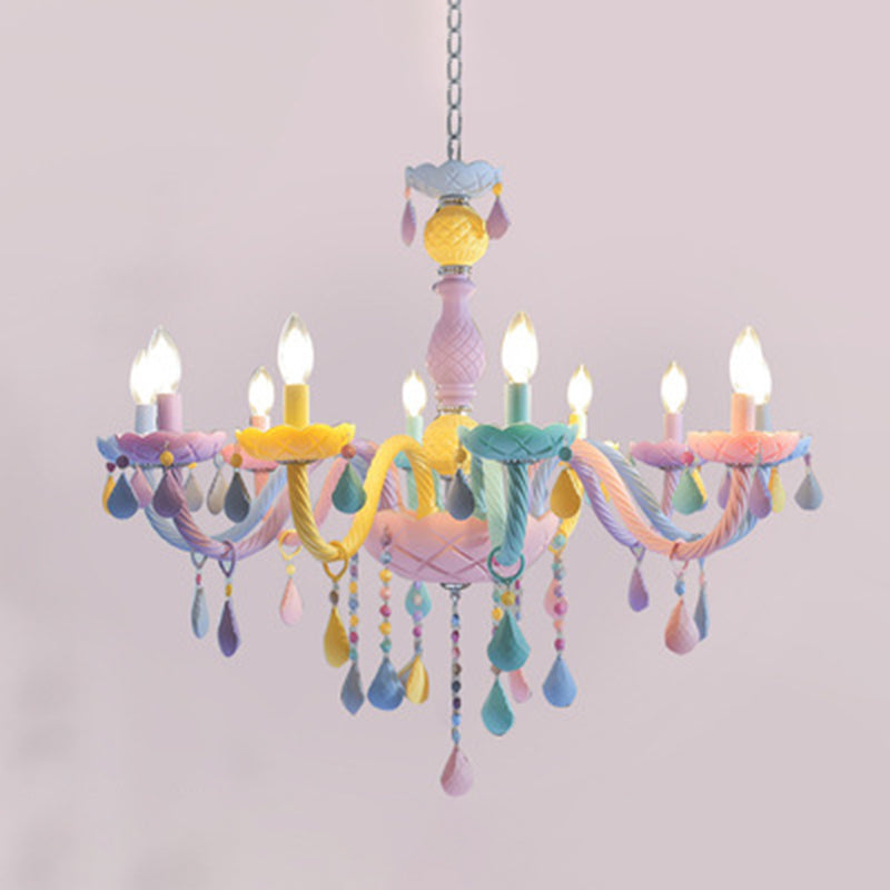 Smeedijzeren macaron hanglamp in moderne creatieve stijl glazen binnen plafondlicht met kristallendecoratie