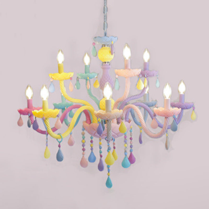 Smeedijzeren macaron hanglamp in moderne creatieve stijl glazen binnen plafondlicht met kristallendecoratie