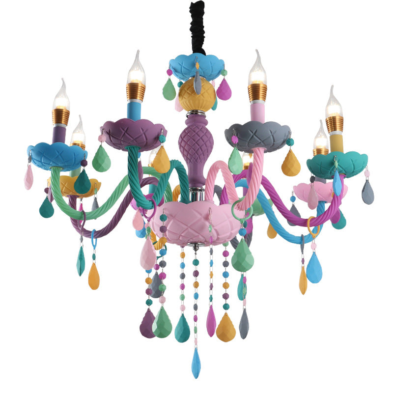 Smeedijzeren macaron hanglamp in moderne creatieve stijl glazen binnen plafondlicht met kristallendecoratie