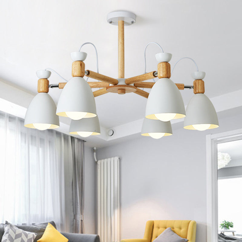 Schmiedeeisen -Sputnik -Pendellicht im modernen kreativen Stil hölzerne Makkaron -Hängelampe für Innenräume
