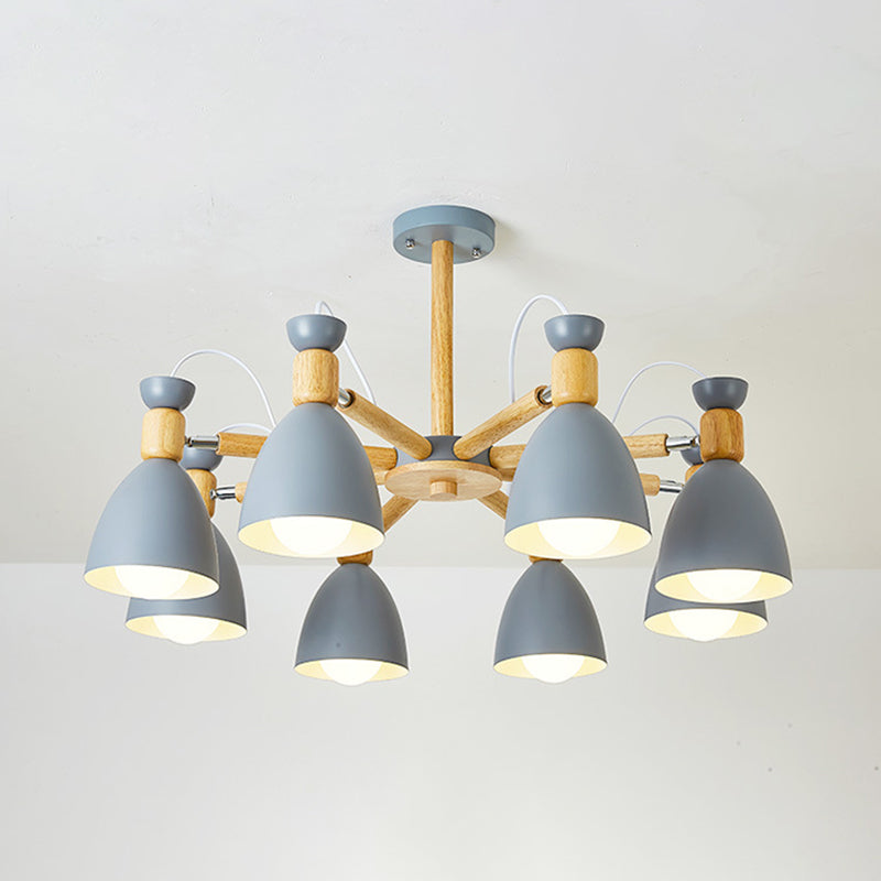 Schmiedeeisen -Sputnik -Pendellicht im modernen kreativen Stil hölzerne Makkaron -Hängelampe für Innenräume