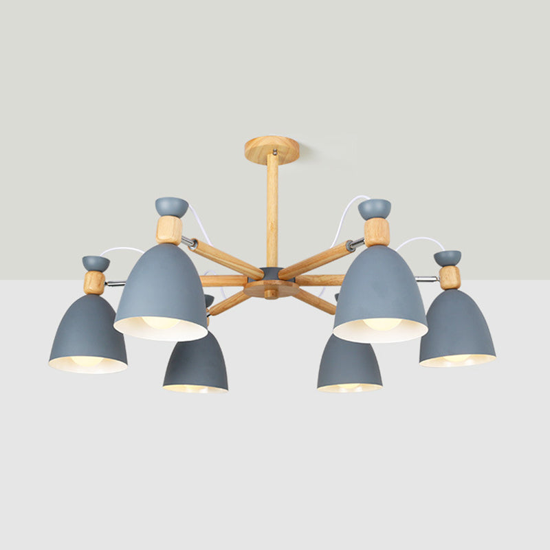 Schmiedeeisen -Sputnik -Pendellicht im modernen kreativen Stil hölzerne Makkaron -Hängelampe für Innenräume