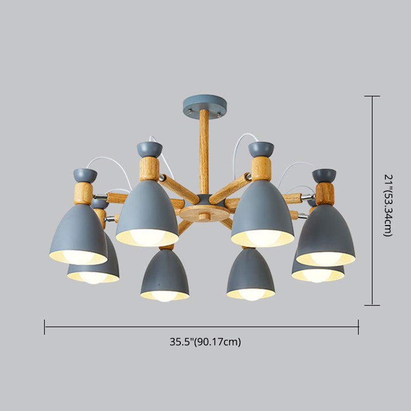 Schmiedeeisen -Sputnik -Pendellicht im modernen kreativen Stil hölzerne Makkaron -Hängelampe für Innenräume