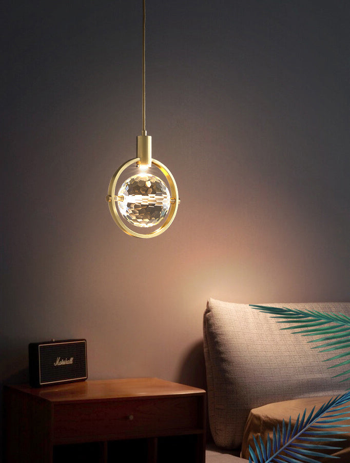 Accesorios de iluminación colgante de esfera de estilo de lujo modernos Cristal 1 luces de techo colgantes
