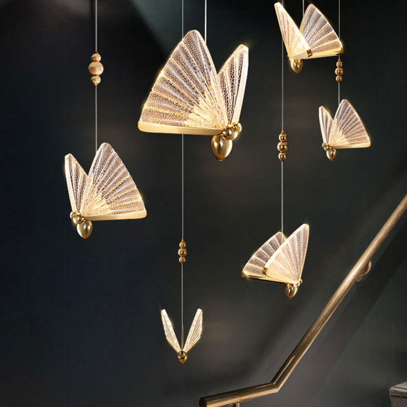 Moderne minimalistische stijl vlindervormige hangende hanglampen 2 lichten hanglichtkit met acrylschaduw