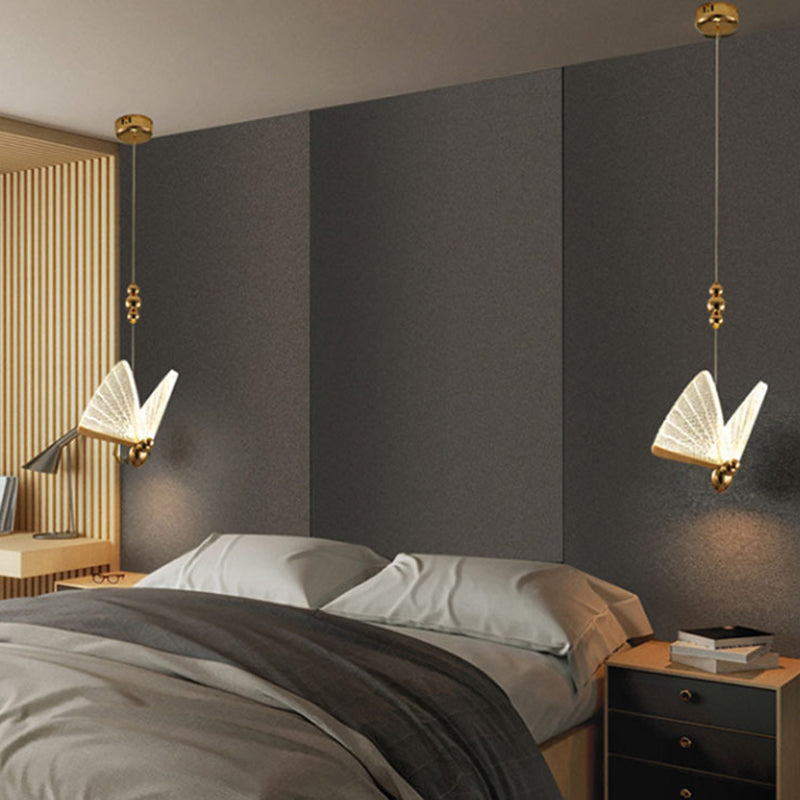Moderne minimalistische stijl vlindervormige hangende hanglampen 2 lichten hanglichtkit met acrylschaduw