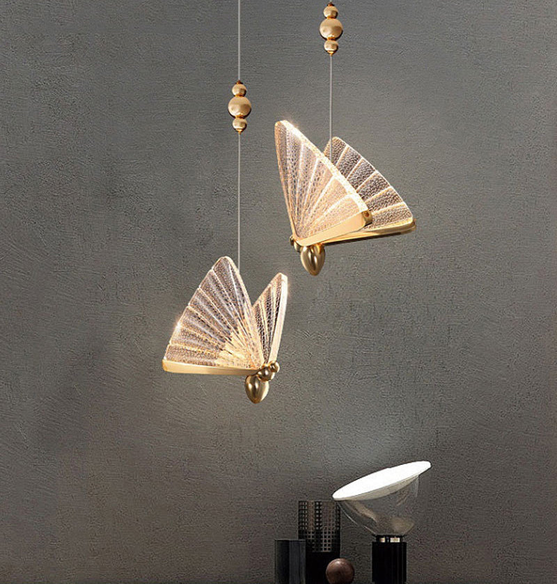 Moderne minimalistische stijl vlindervormige hangende hanglampen 2 lichten hanglichtkit met acrylschaduw