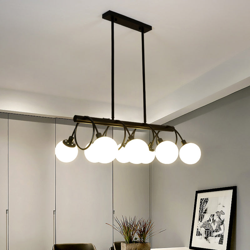 Glass Shaded Island Lighting Fixture Minimalist Style White Island Pendant Light