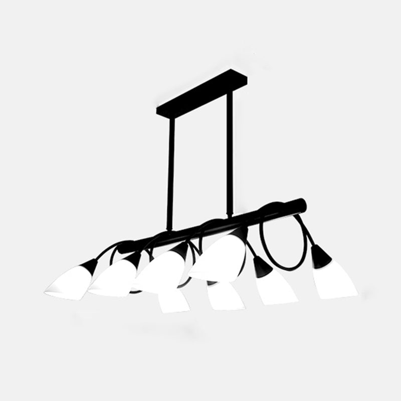 Glass Shaded Island Lighting Fixture Minimalist Style White Island Pendant Light