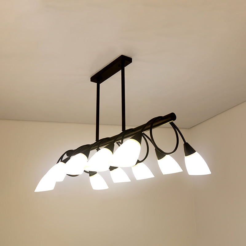 Glass Shaded Island Lighting Fixture Minimalist Style White Island Pendant Light