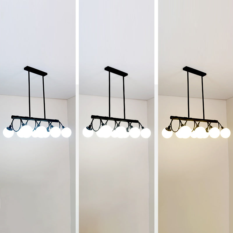 Glass Shaded Island Lighting Fixture Minimalist Style White Island Pendant Light