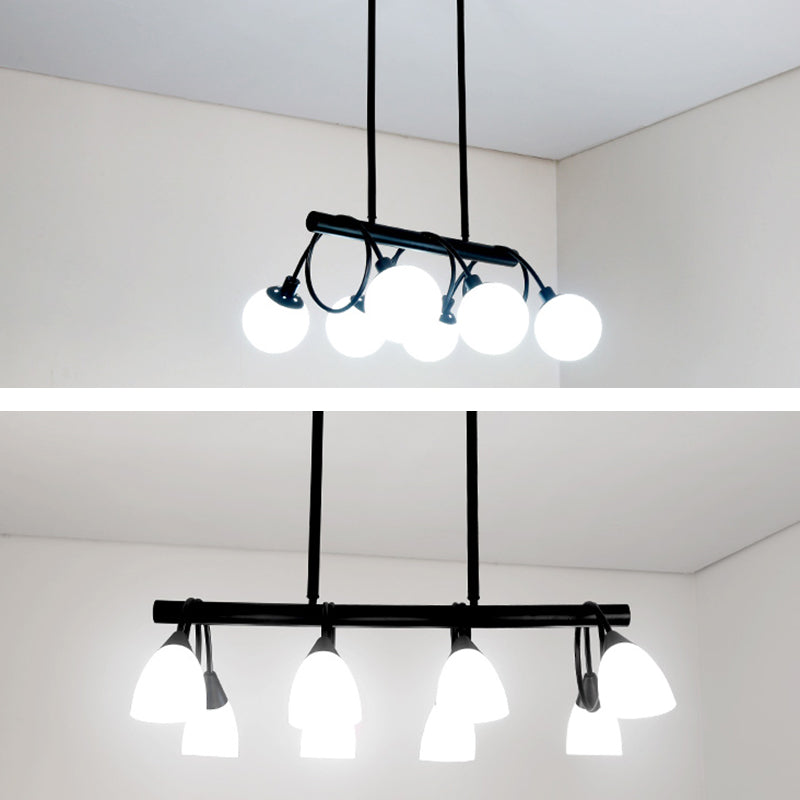 Glass Shaded Island Lighting Fixture Minimalist Style White Island Pendant Light