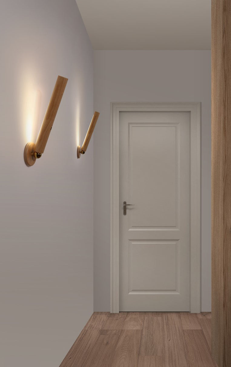 Lámpara de pared LED de madera maciza de 360 ​​° de 360 ​​° Cargo USB de estilo moderno de estilo cilíndrico para la cama para la cama