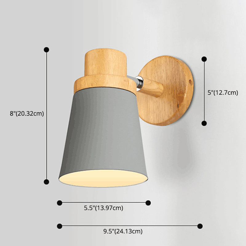 Nordic Style Solid Wood Wall Lamp 3-Colors Optional Macaroon Sconce Lights for Bedroom Living Room