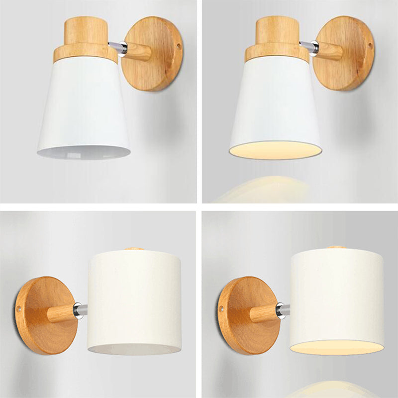 Nordic Style Solid Wood Wall Lamp 3-Colors Optional Macaroon Sconce Lights for Bedroom Living Room