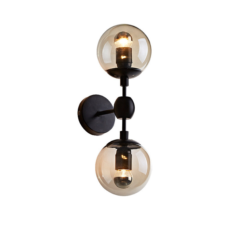 17.7" H Contemporary Simplicity Sconce Light Dual Transparent Glass Globe Design Coffee Shop Wall Mount Light