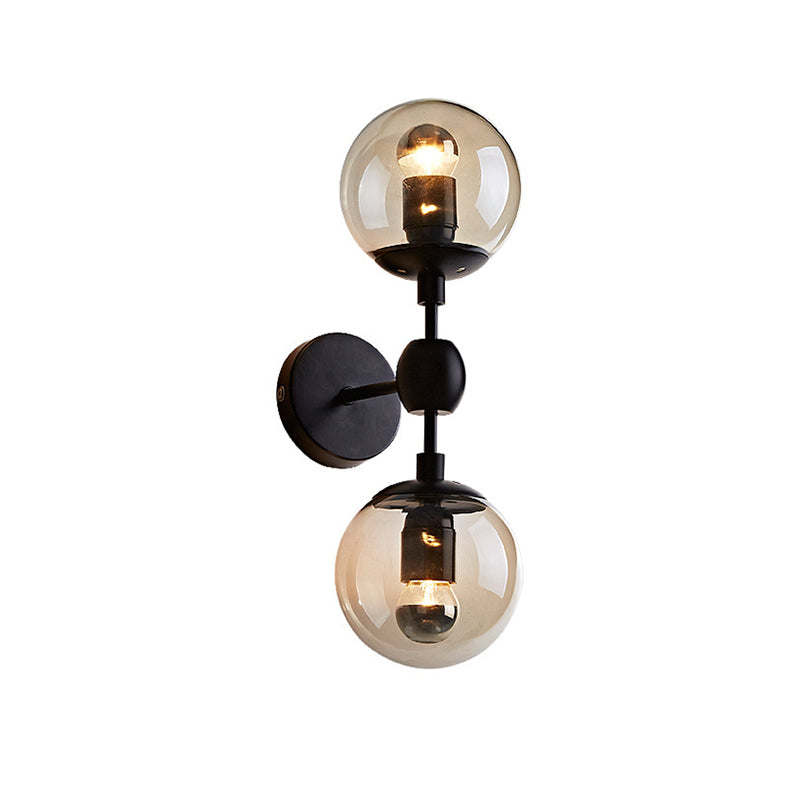 17.7" H Contemporary Simplicity Sconce Light Dual Transparent Glass Globe Design Coffee Shop Wall Mount Light