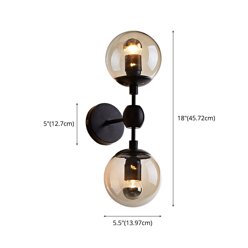17.7" H Contemporary Simplicity Sconce Light Dual Transparent Glass Globe Design Coffee Shop Wall Mount Light
