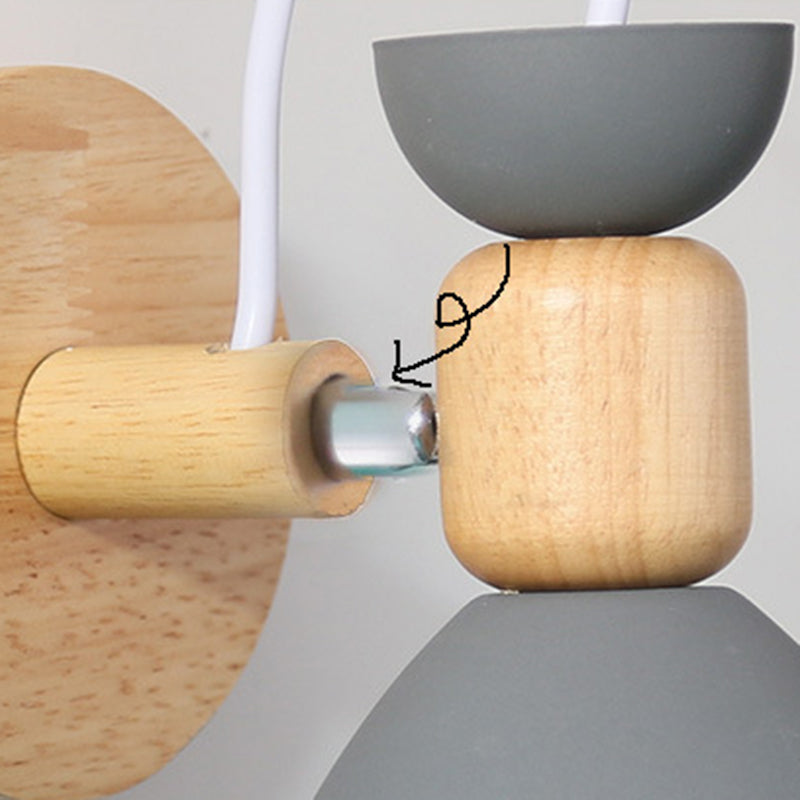 Nordic Macaroon Style Wall Lamp Angle Adjustable Simplicity Hallway Lighting Fixture with Solid Wood Base