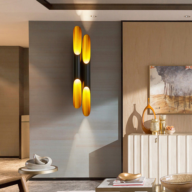 2-Lights Slant Cut Pipe Shaped Wall Lamp Post-modern Style Metal Sconce Light for Coffee Shop Restaurants